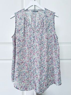 Women’s Dalia Sleeveless Multicolored Floral V-Neck Blouse Size XL